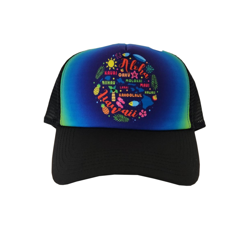 Hawaiian Headwear Circle Icon Island Chain Foam Trucker Hat