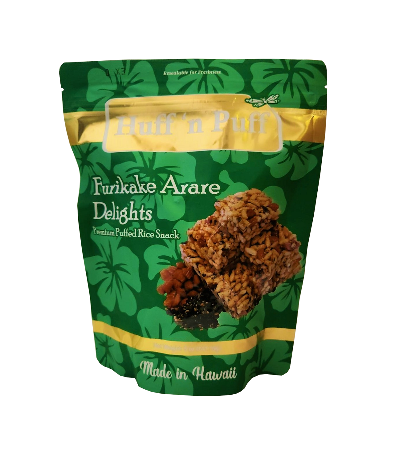 Huff 'N Puff Furikake Arare Delights Premium Puffed Rice Snacks 5 oz