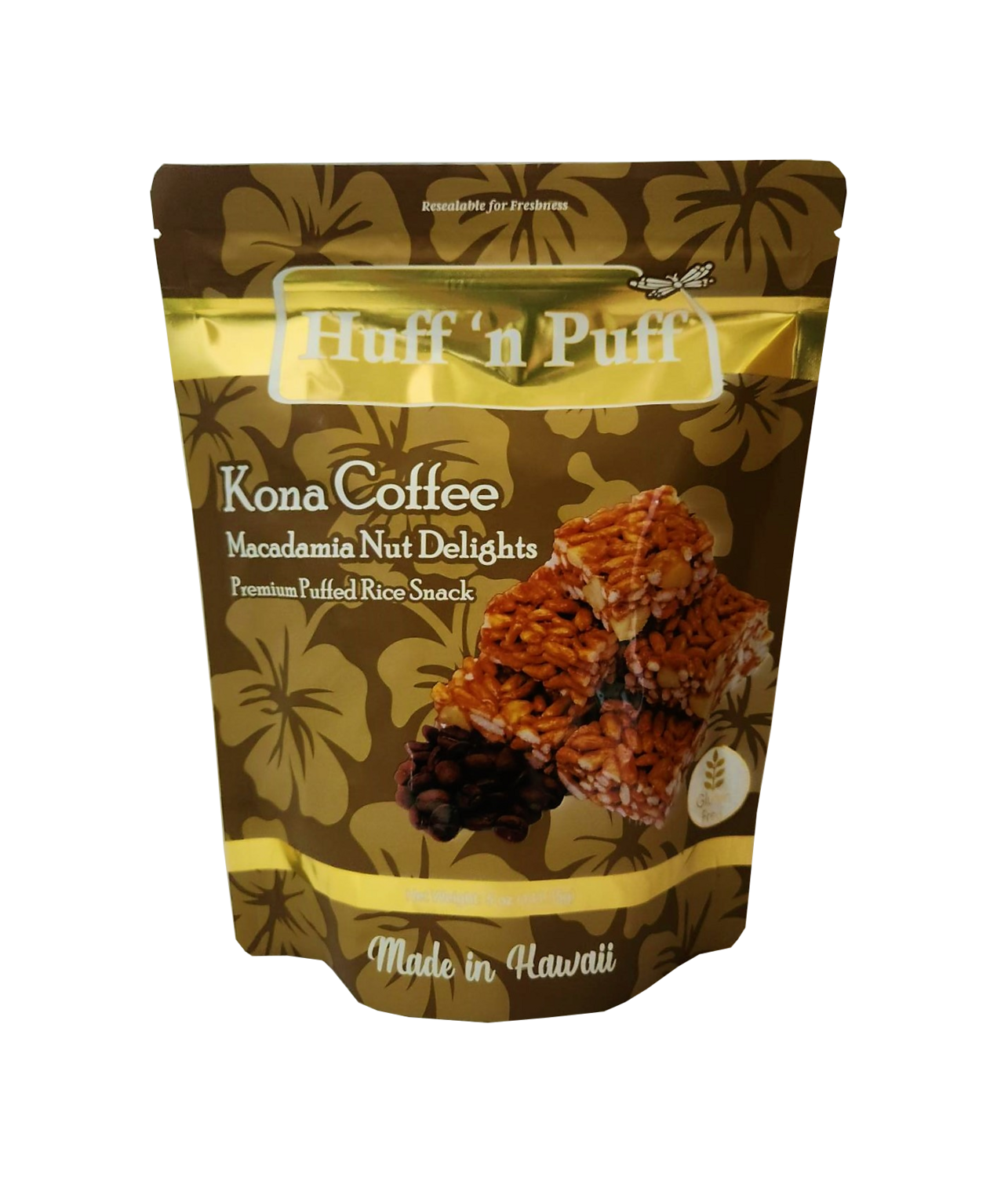Huff 'N Puff Kona Coffee Macadamia Nut Delights Premium Puffed Rice