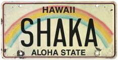 Novelty License Plate - Shaka License Plate