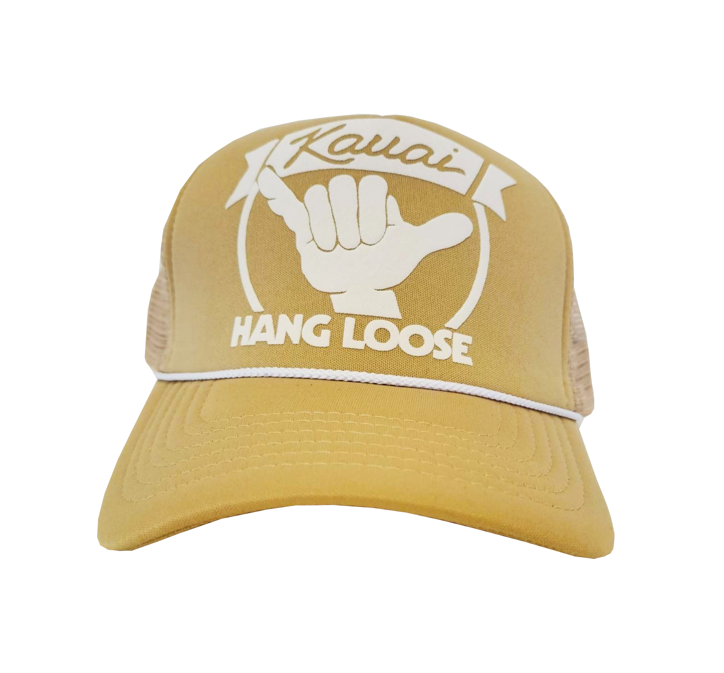 Hawaiian Headwear Hang Loose Kauai Foam Trucker Hat Tan