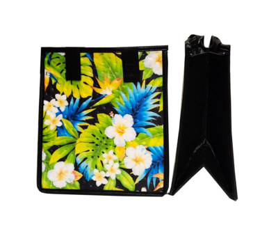 Tropical Paper Garden - Insulated Small Bag - HIBISCUS FLORAL BLACK