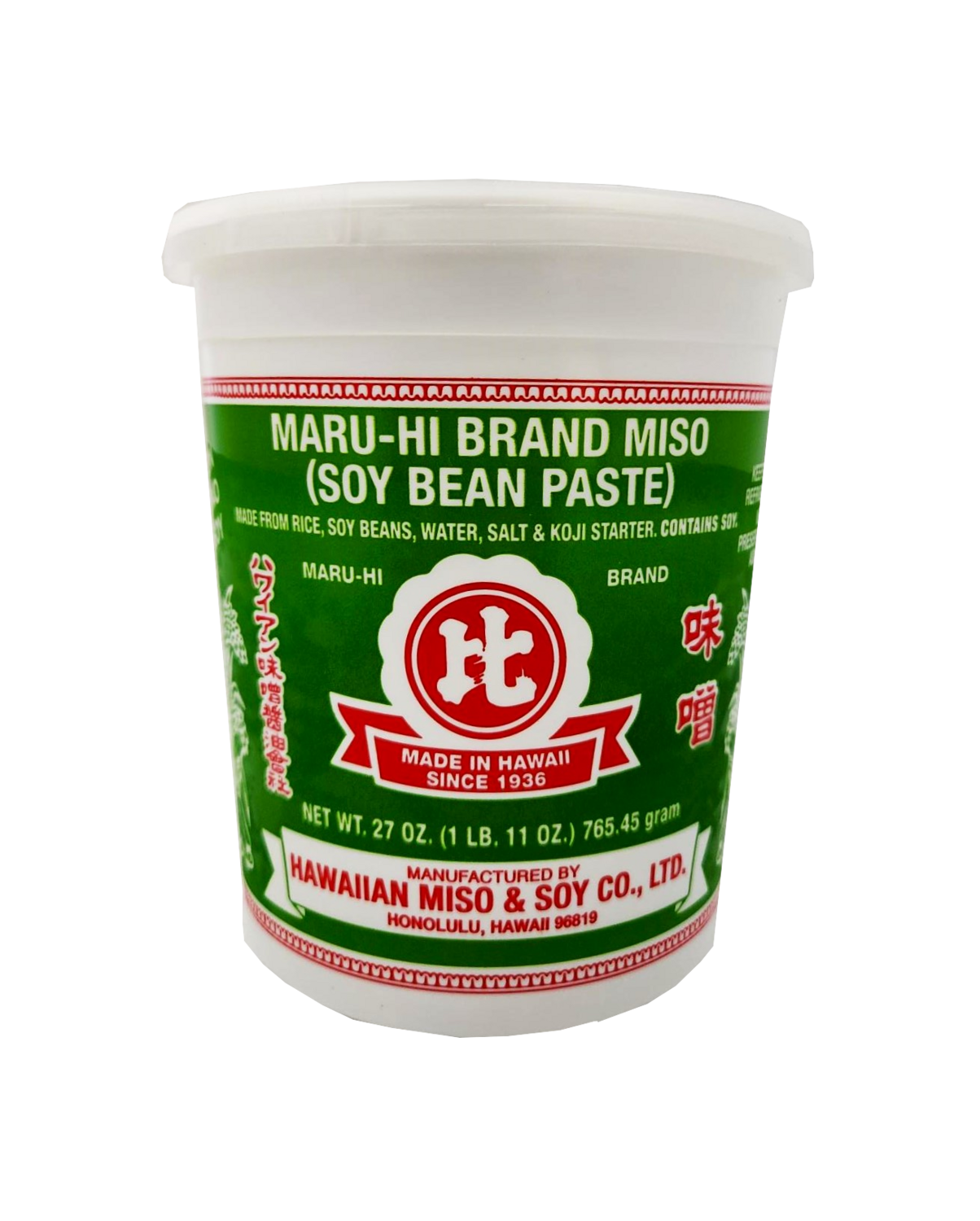Hawaiian Miso &amp; Soy Co. Ltd. Maru-Hi Brand Miso (Soy Bean Paste) 27oz.