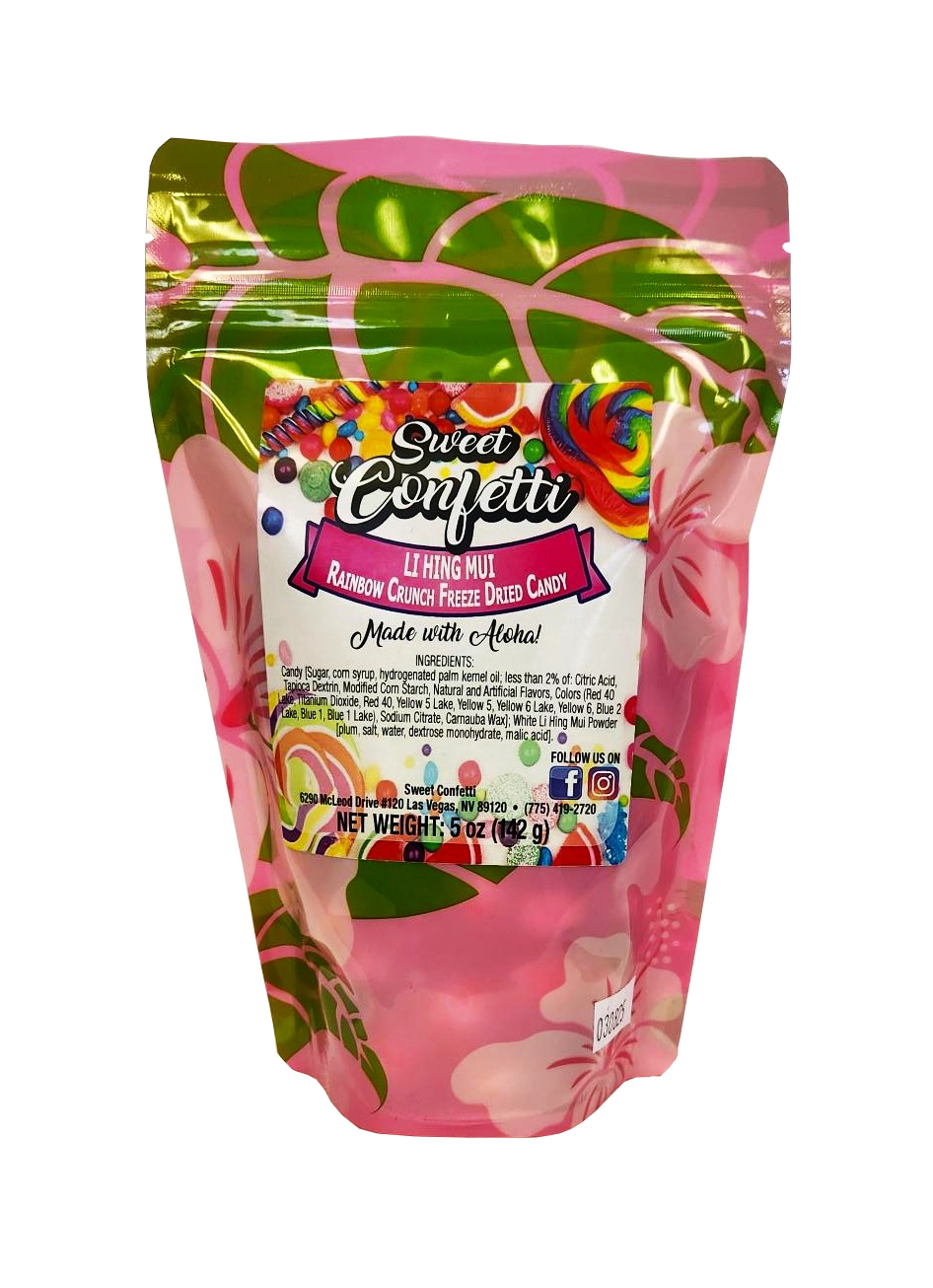 Sweet Confetti Freeze Dried Candy - Li Hing Mui Rainbow Crunch  5oz