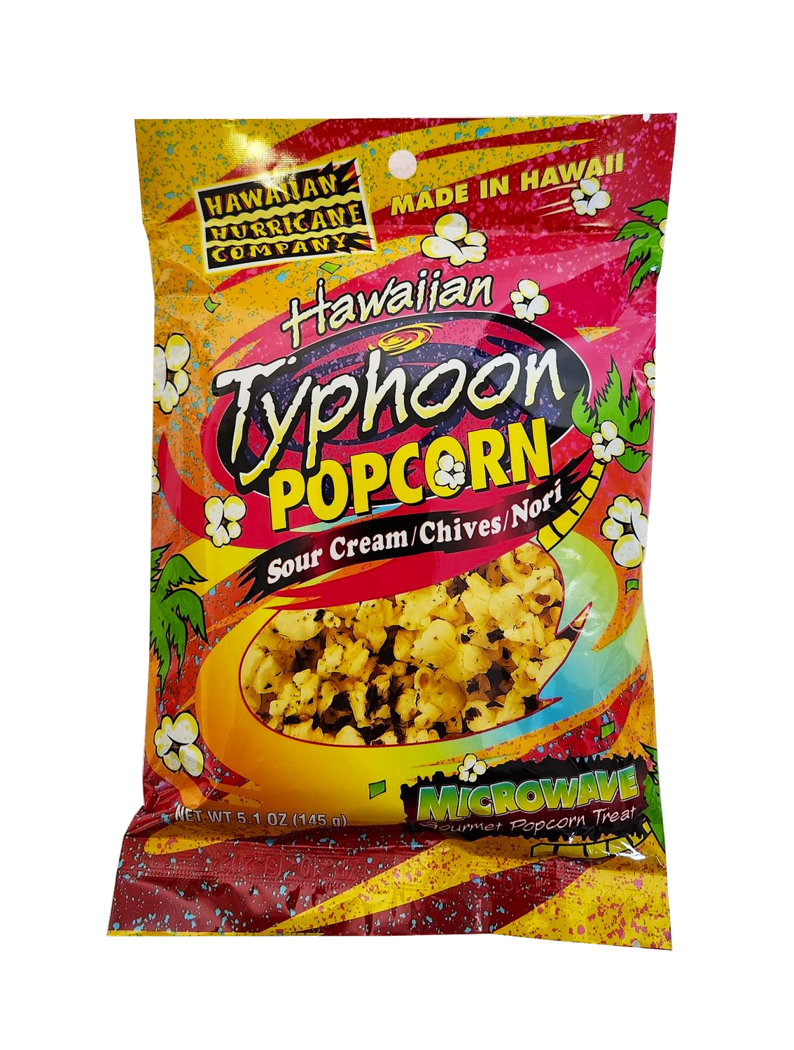 Hawaiian Hurricane Company Hawaiian Typhoon Microwave Popcorn Sour Cream/Chives/Nori Individual Pkg 5.1 oz