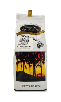 Hawaiian Isles Coffee Roasters Co. Island Sunset Ground Coffee 10% Hawaiian Coffee Blend 8oz.