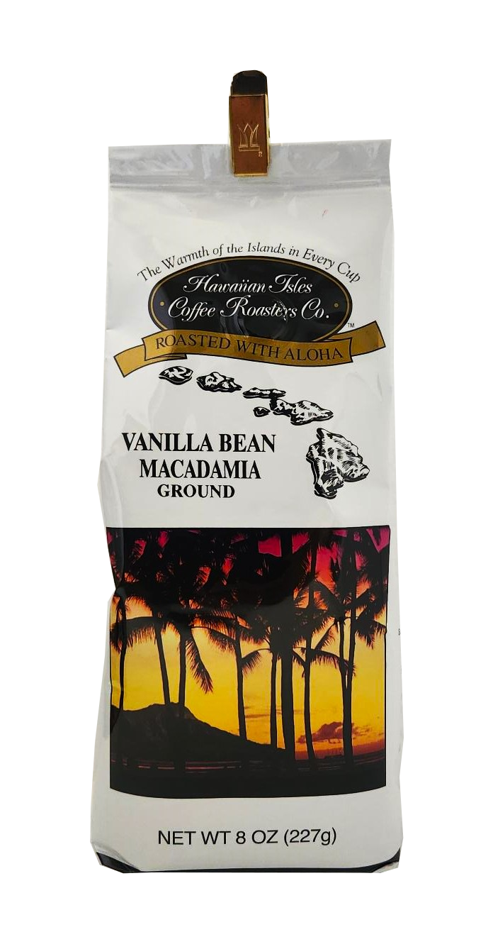 Hawaiian Isles Coffee Roasters Co. Vanilla Bean Macadamia Ground Coffee 8oz.