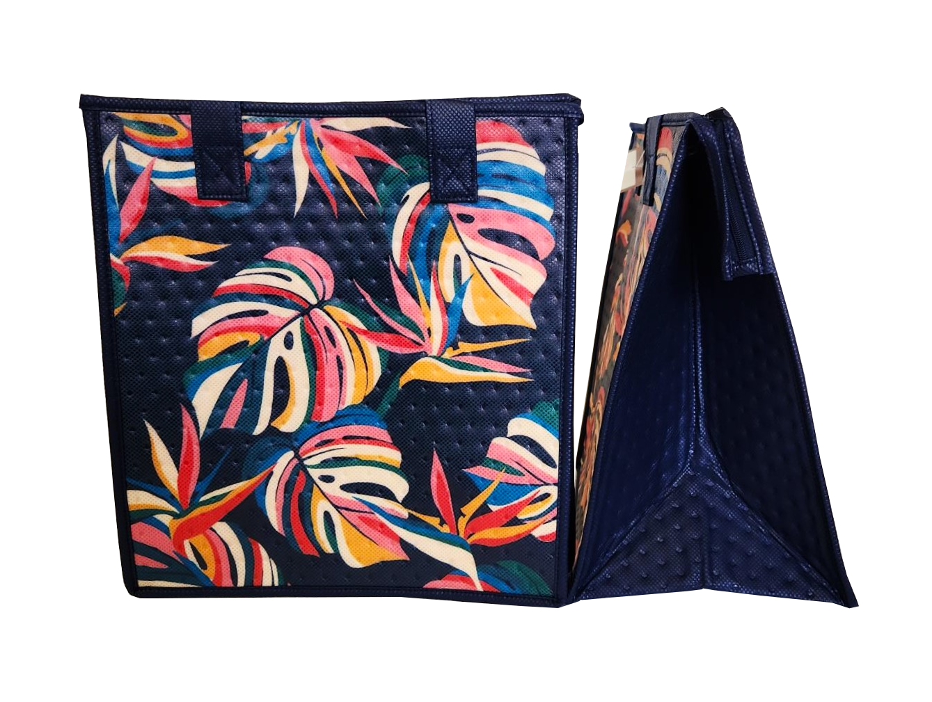 Tropical Paper Garden - Insulated Medium Bag - STRIPES NAVY
