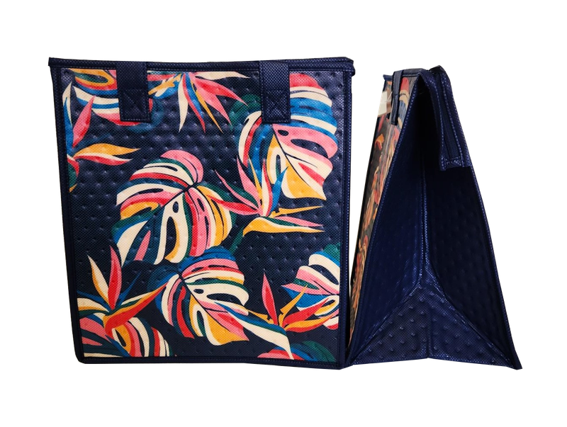 Tropical Paper Garden - Insulated Medium Bag - STRIPES NAVY