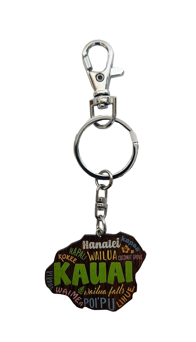 Keychain - Painted Island Wood Kauai