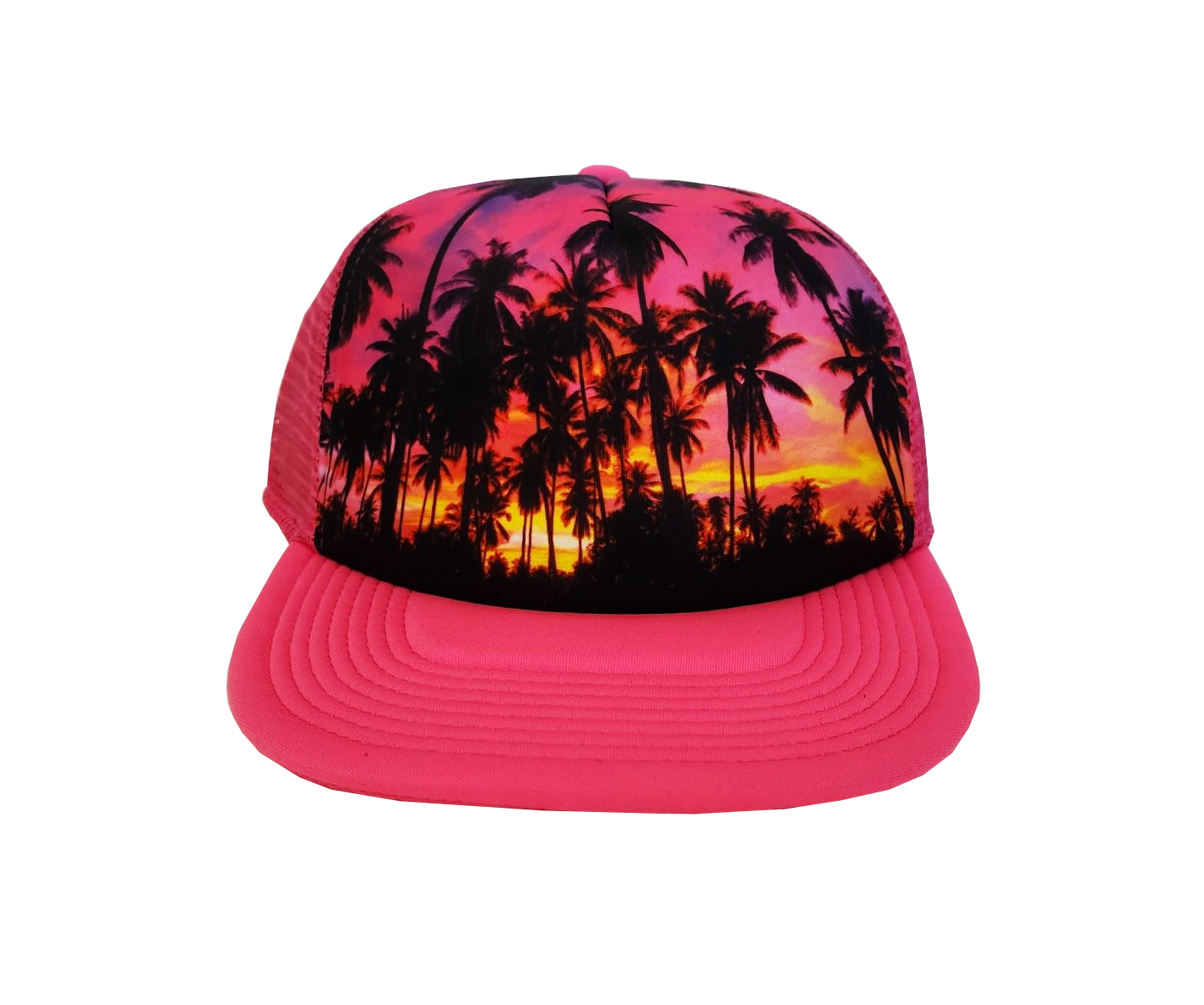 Hawaiian Headwear Foam Foam Photo Sunset Trucker Hat - Pink