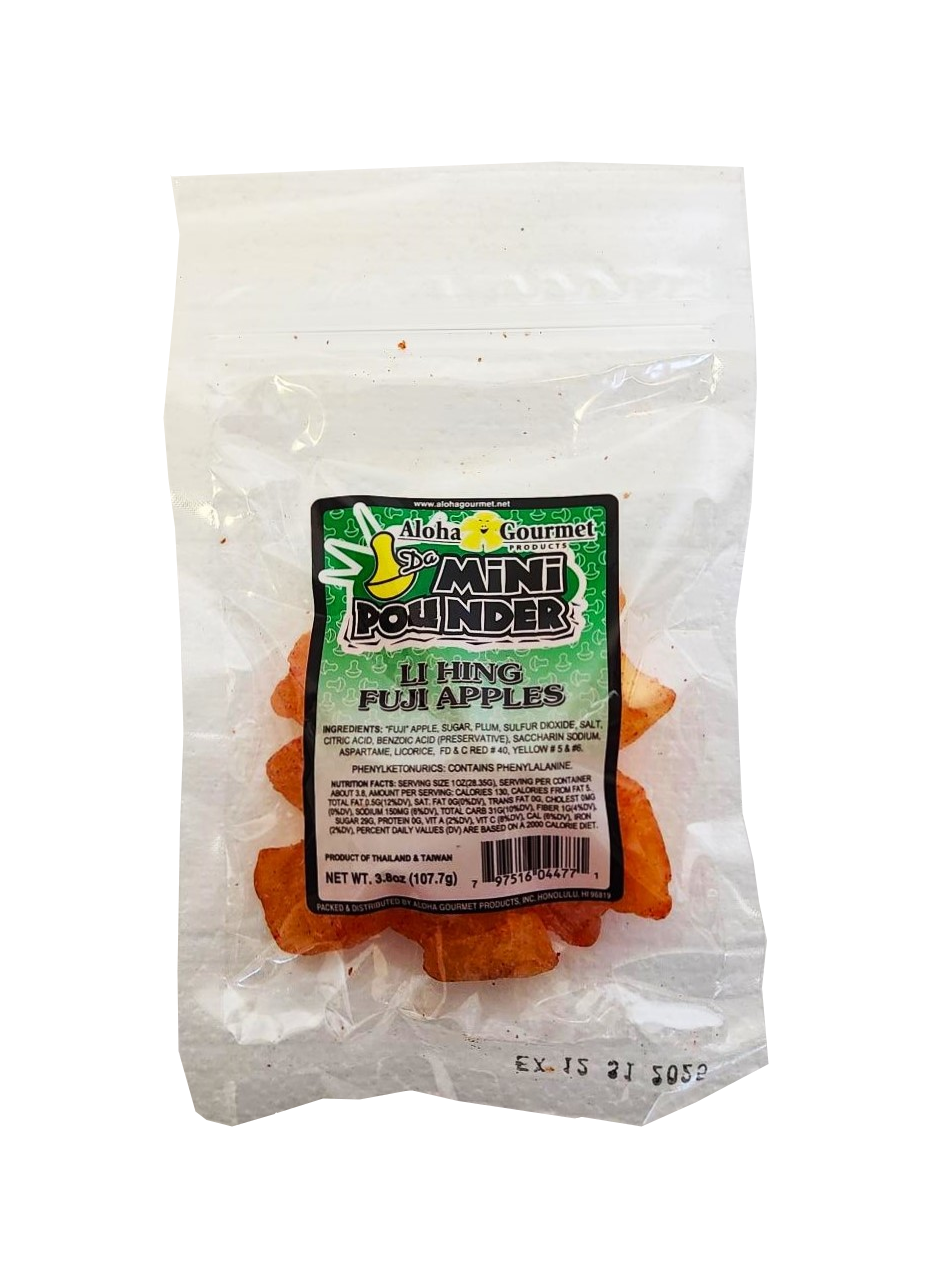 Aloha Gourmet Da Mini Pounder Li Hing Fuji Apples 3.8 oz (NOT FOR SALE TO CALIFORNIA)