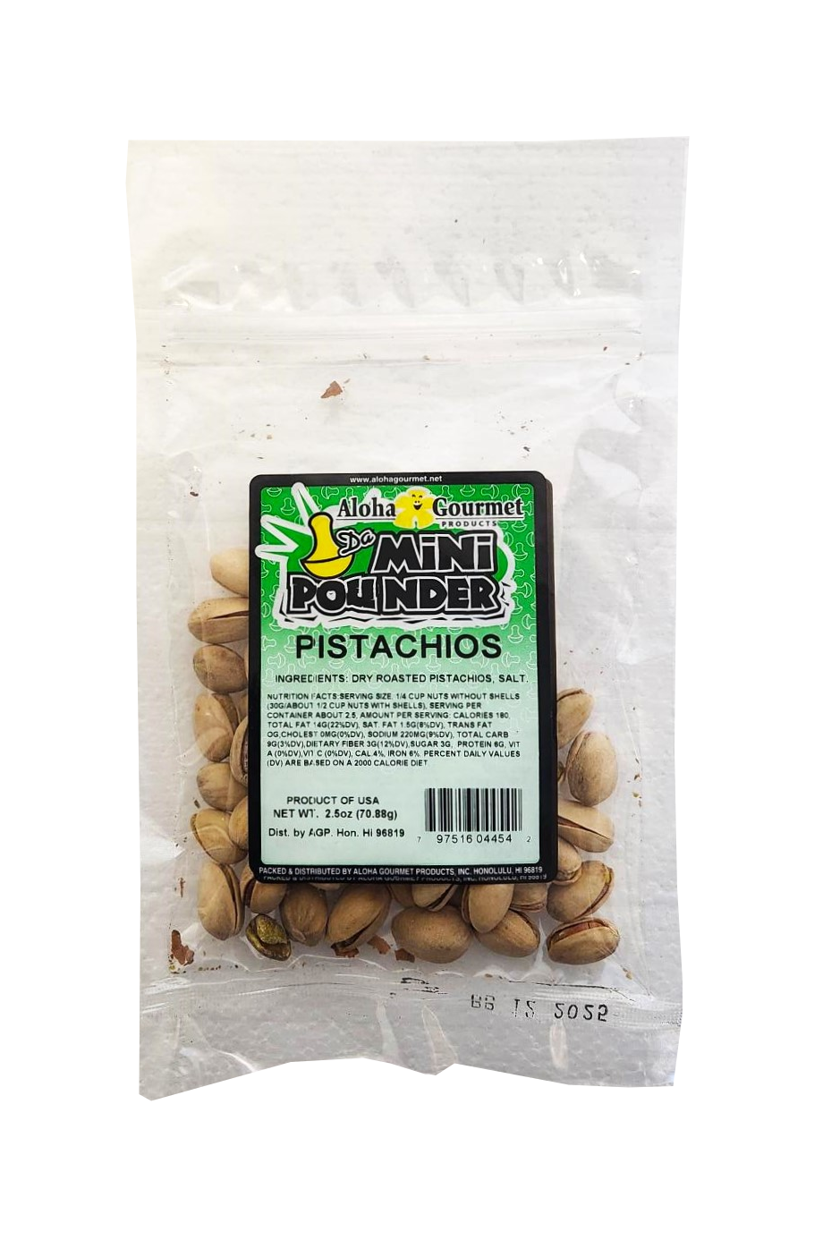 Aloha Gourmet Da Mini Pounder Pistachio 2.5 oz