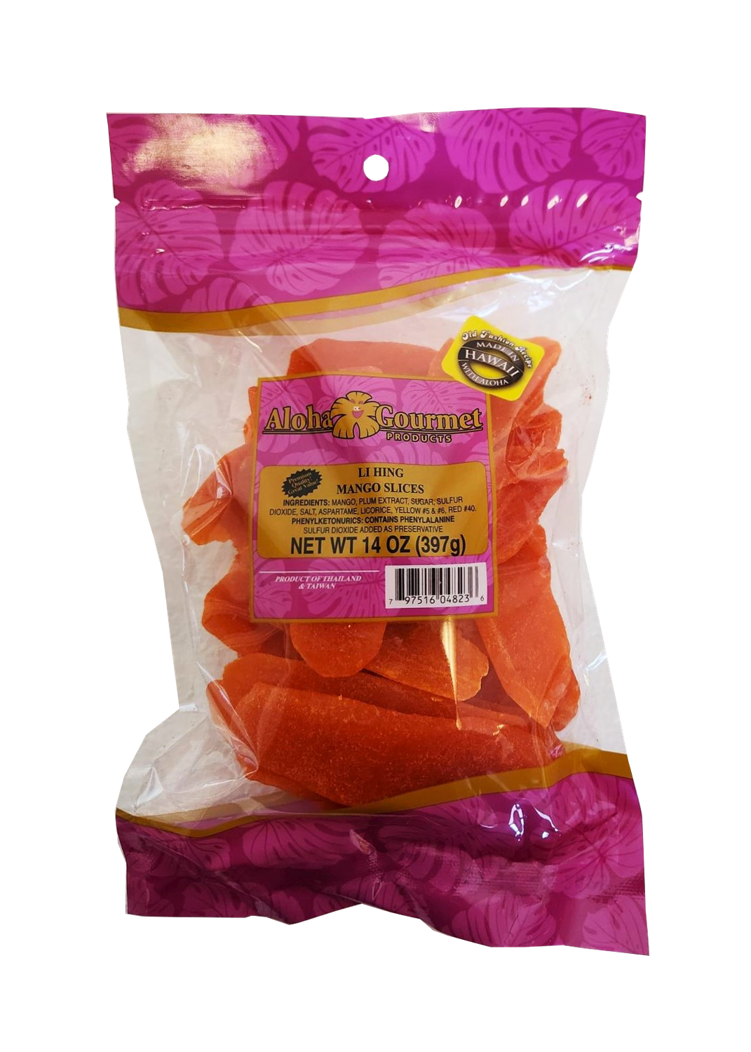 Aloha Gourmet Li Hing Mango Slices 14oz. (NOT FOR SALE TO CALIFORNIA)