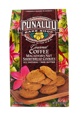Punalu&#39;u Bake Shop Cookies - Coffee Macadamia Nut Shortbread Cookies 5oz.