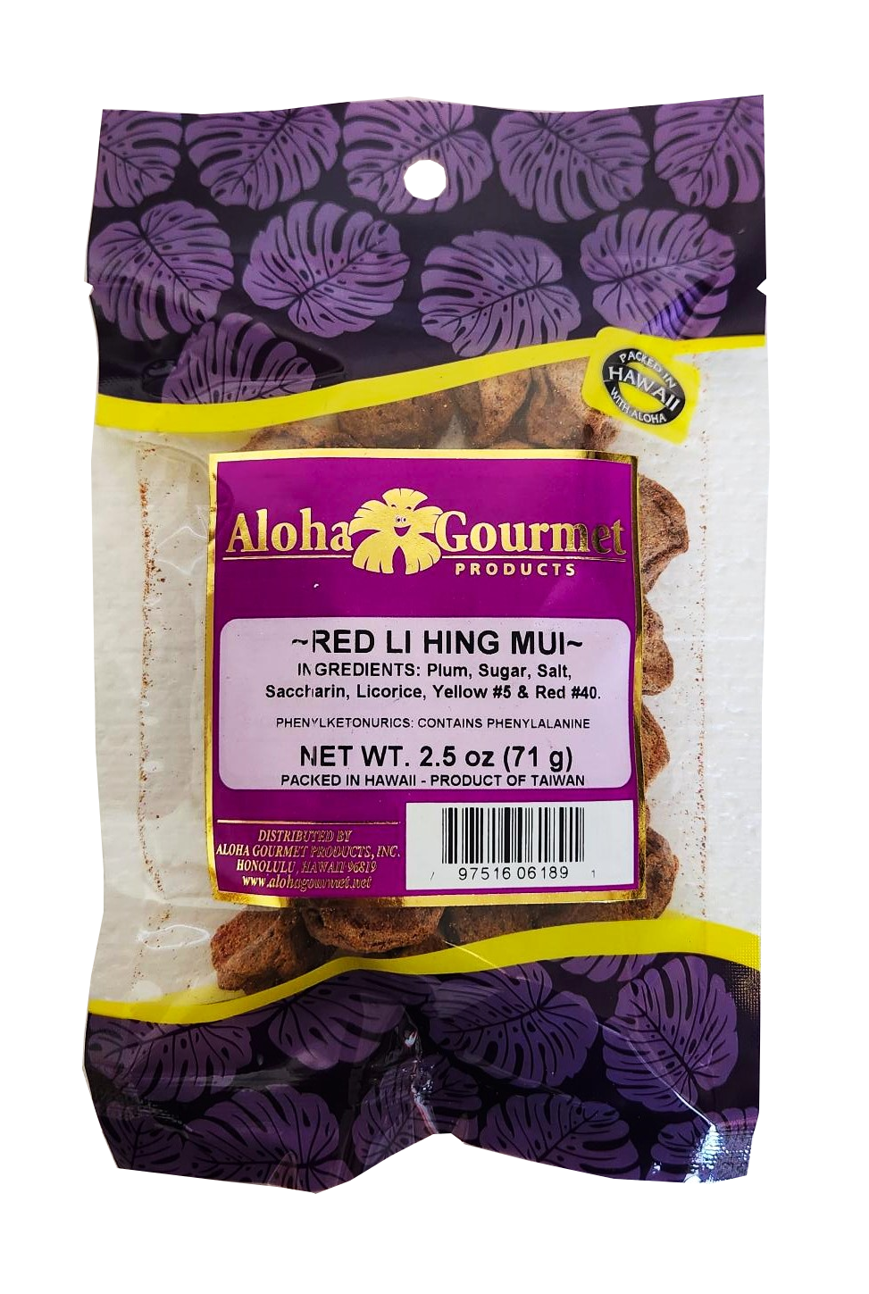 Aloha Gourmet Red Li Hing Mui 2.5 oz (NOT FOR SALE TO CALIFORNIA)