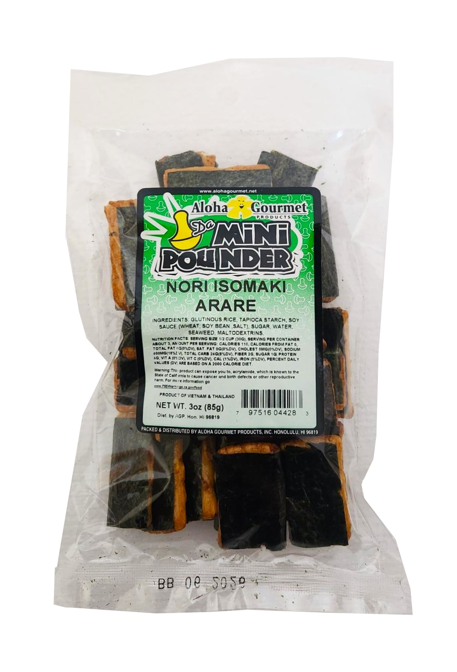 Aloha Gourmet Da Mini Pounder Nori Iso Maki Arare 3 oz