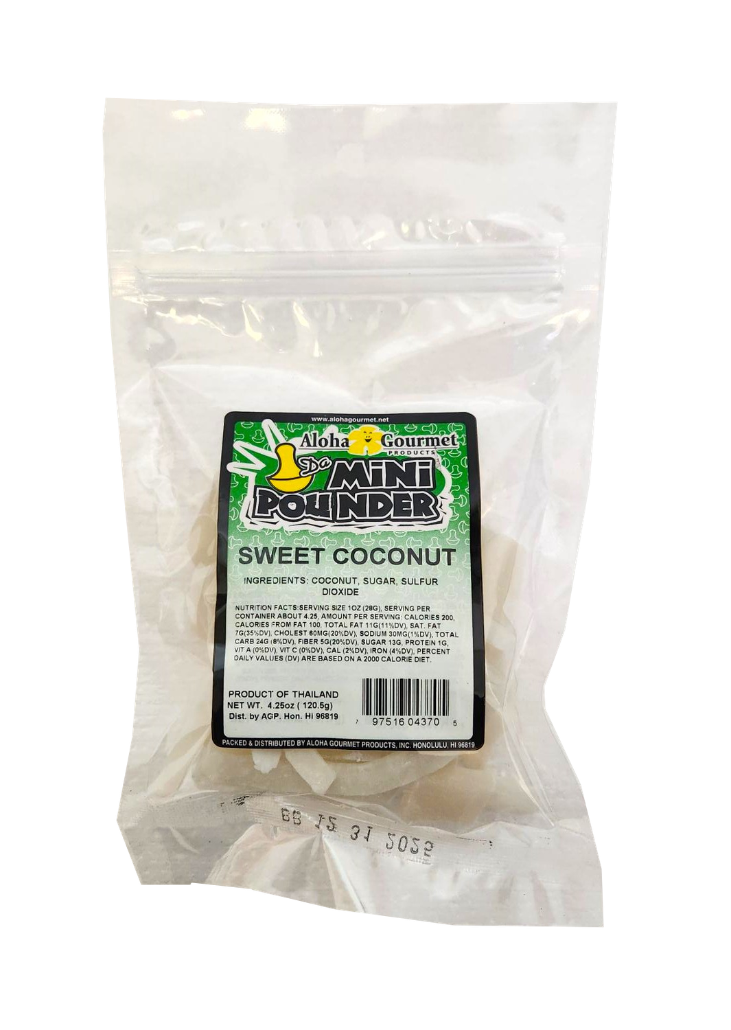 Aloha Gourmet Da Mini Pounder Sweet Coconut 4.25 oz Aloha Gourmet Da Mini Pounder Sweet Coconut 4.25 oz