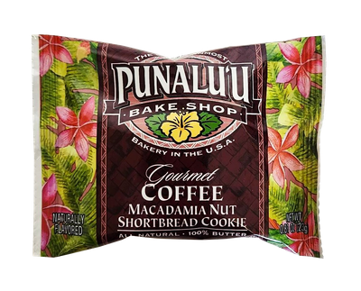 Punalu&#39;u Bake Shop Single Serve Cookies -  Coffee Macadamia Nut Shortbread Cookies .81 oz
