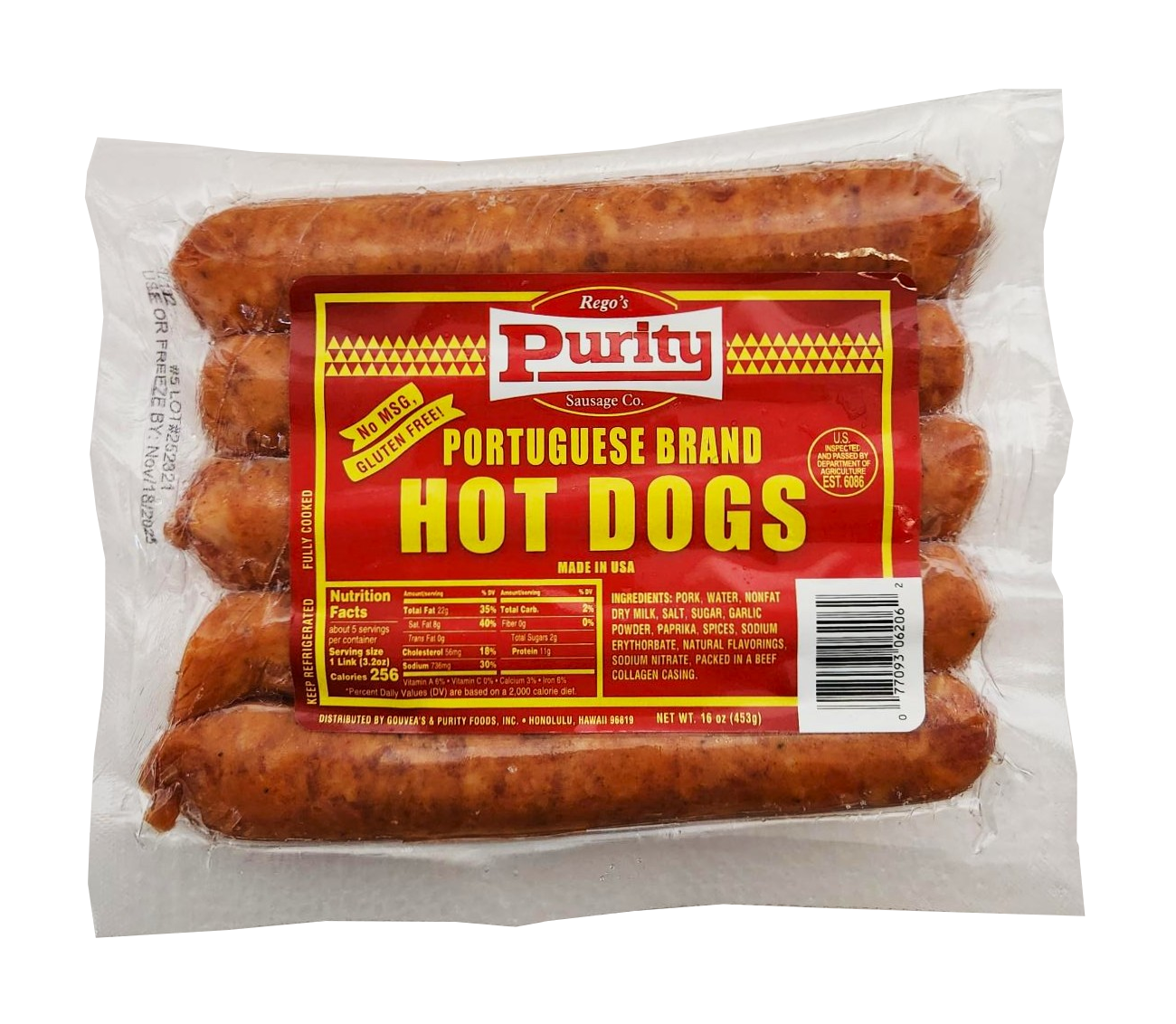 Purity Portuguese Brand Hot Dogs 16 oz