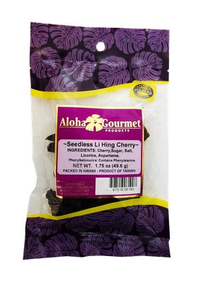 Aloha Gourmet Seedless Li Hing Cherry 1.75 oz (NOT FOR SALE TO CALIFORNIA)