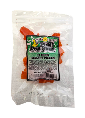 Aloha Gourmet Da Mini Pounder Li Hing Mango Pieces 4.25 oz (NOT FOR SALE TO CALIFORNIA)