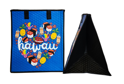 Tropical Paper Garden - Insulated Large Bag - HEART OF HAWAII BLUE LRG