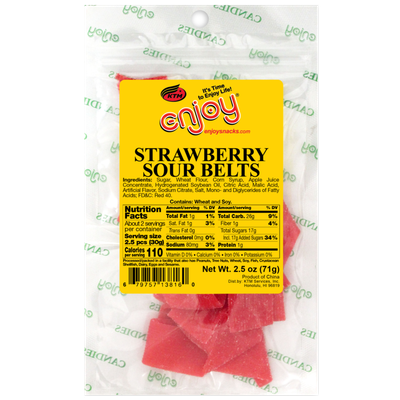 Enjoy Strawberry Sour Belts 2.5oz