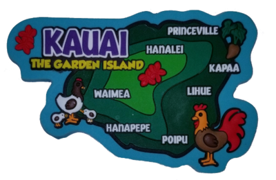 Magnet - Kauai Map Rubber