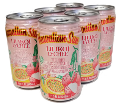 Hawaiian Sun Drink - Lilikoi Lychee 11.5 oz (Pack of 6)  **Limit 8 - 6/pks total per order due to limited supply**