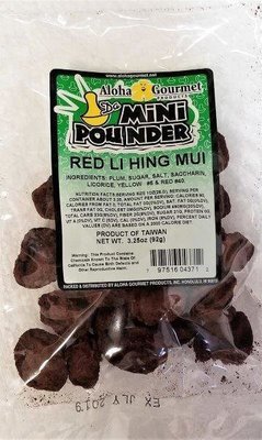 Aloha Gourmet Da Mini Pounder Red Li Hing Mui 3.25 oz (NOT FOR SALE TO CALIFORNIA)