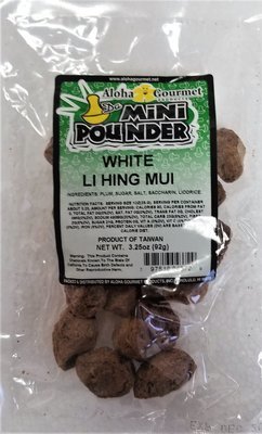Aloha Gourmet Da Mini Pounder White Li Hing Mui 3.25 oz (NOT FOR SALE TO CALIFORNIA)