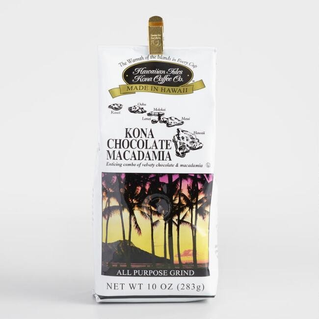 Hawaiian Isles Kona Coffee Chocolate Macadamia Nut Ground Coffee 10 oz
