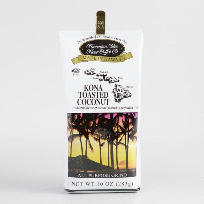 Kona Coffee Toasted Coconut Ground 10 oz Hawaii Coffee