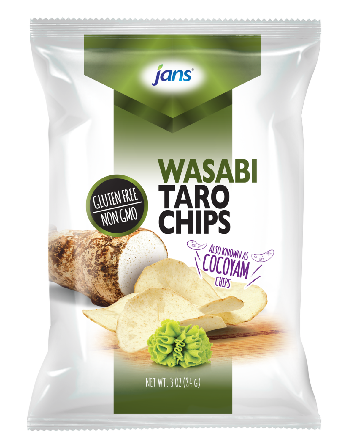 JANS Wasabi Taro Chips 3 oz