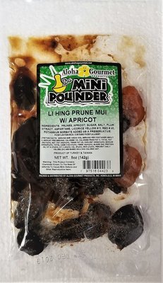 Aloha Gourmet Da Mini Pounder Prune Li Hing Mui with Apricots  5 oz (NOT FOR SALE TO CALIFORNIA)