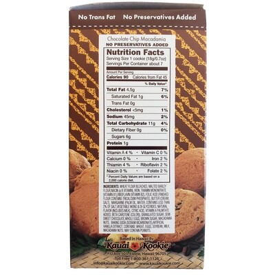 Kauai Kookie Chocolate Chip Macadamia Cookies 4.5 oz