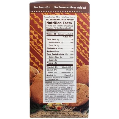Kauai Kookie Kona Coffee Macadamia Cookies 4.5 oz
