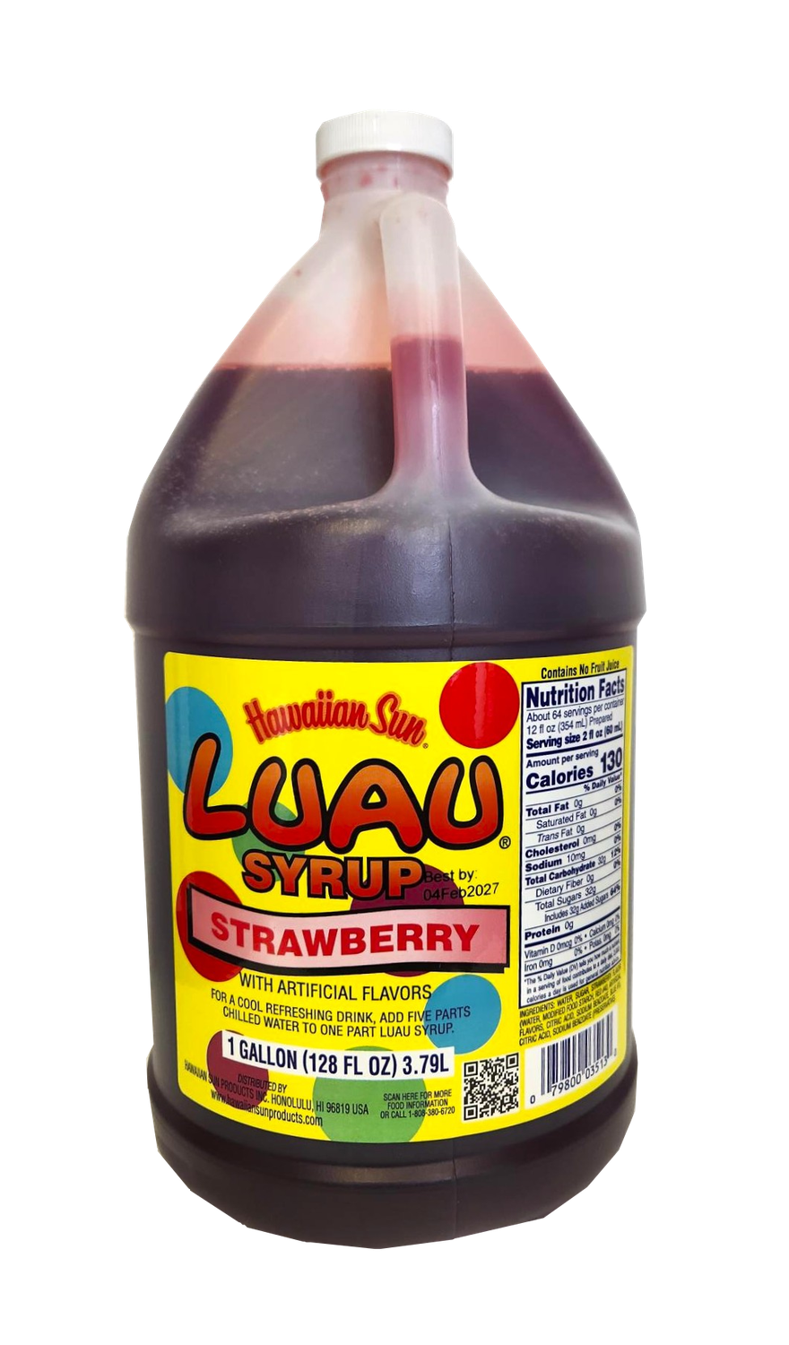 Hawaiian Sun Luau Strawberry Syrup Gallon
