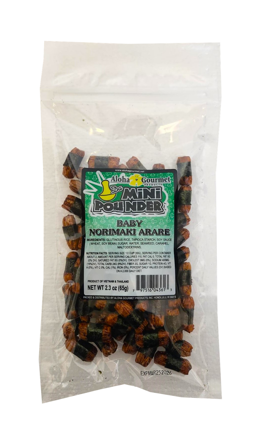 Aloha Gourmet Da Mini Pounder Baby Norimaki Arare 2.3 oz
