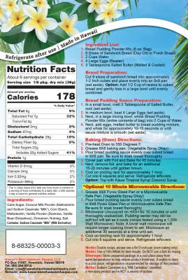 Hawaii's Best Hawaiian Creamy Coconut Bread Pudding Mix 8oz