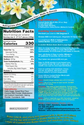 Hawaii's Best Hawaiian Custard Butter Mochi Mix 15oz