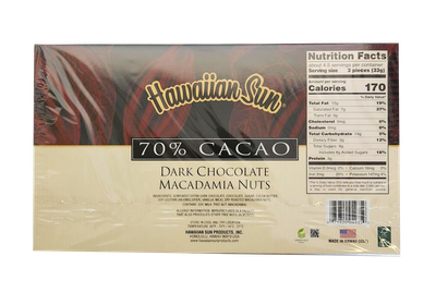 Hawaiian Sun 70% Cacao Dark Chocolate Covered Macadamia Nuts 5oz