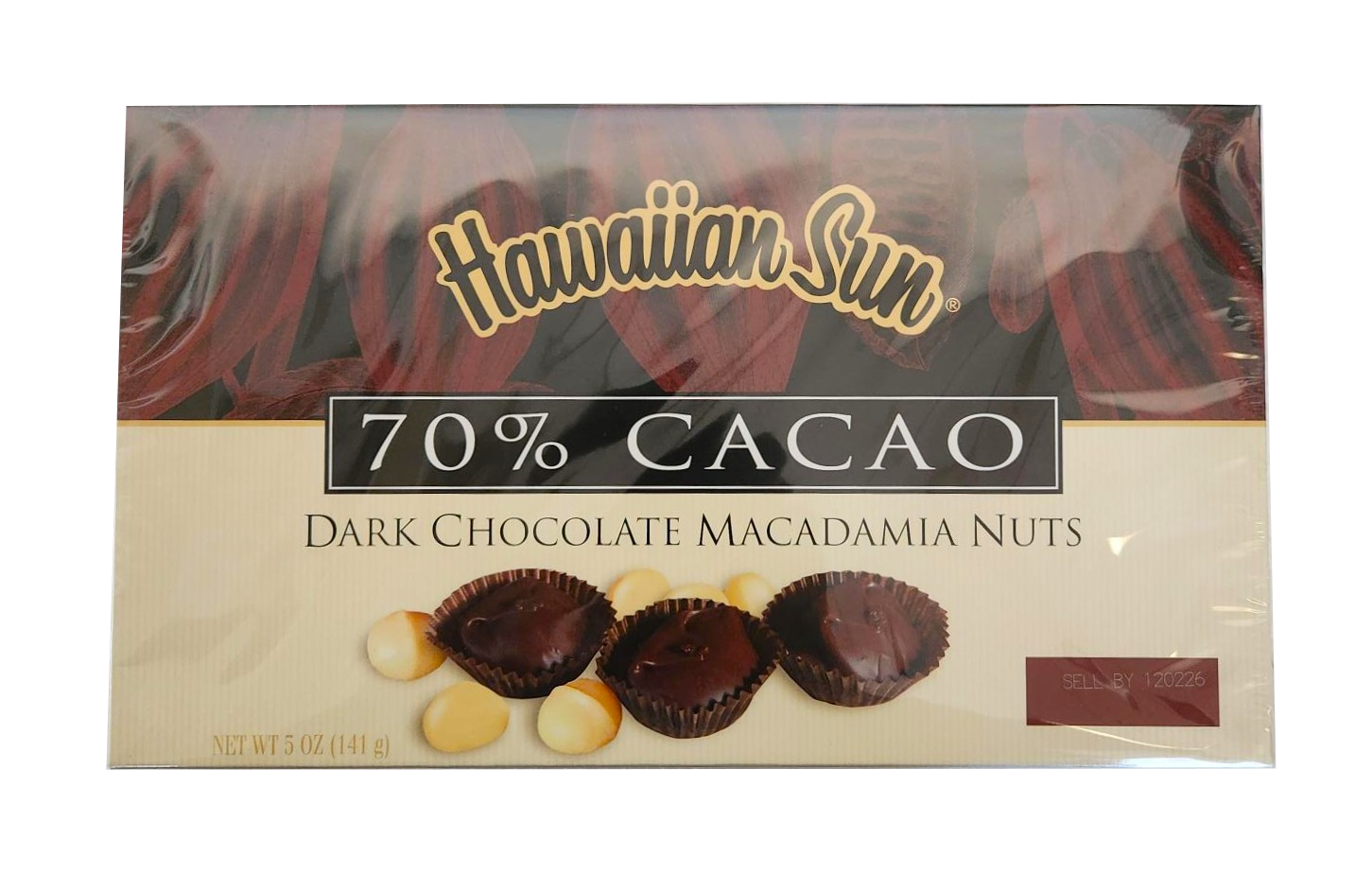 Hawaiian Sun 70% Cacao Dark Chocolate Covered Macadamia Nuts 5oz
