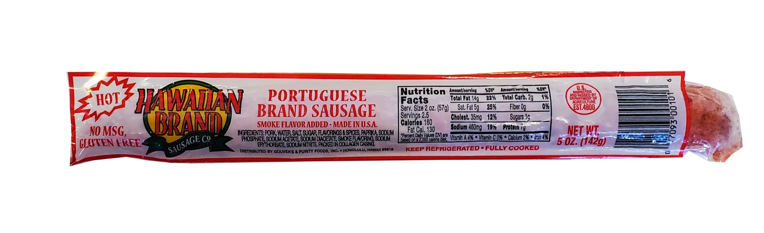 Hawaiian Brand Portuguese Sausage Hot 5 oz