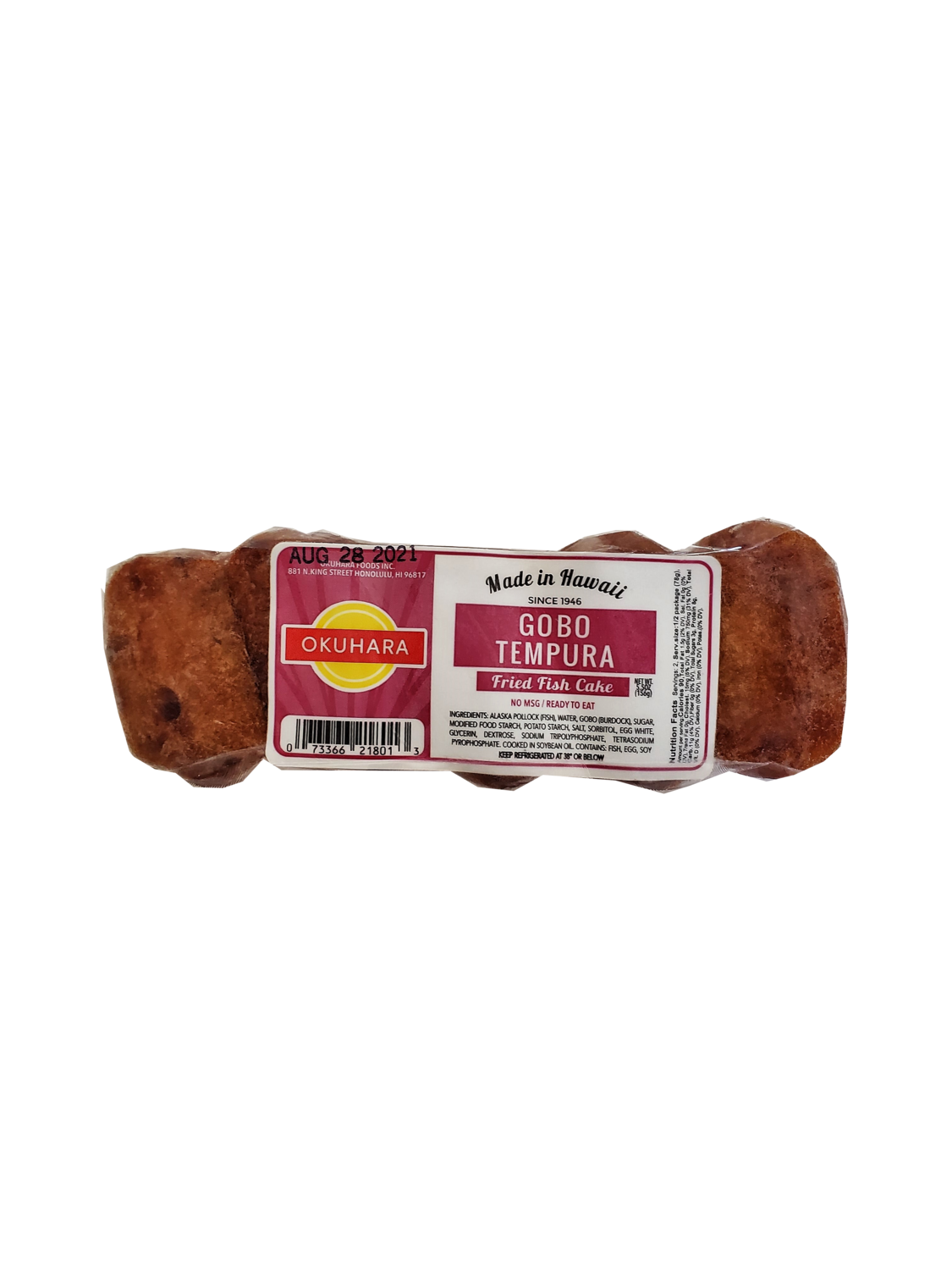 Okuhara Kushiten Gobo Tempura Fried Fish Cake 5.5 oz