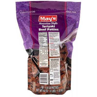 May's Hawaiian Style Teriyaki Beef Patties 4 lb.