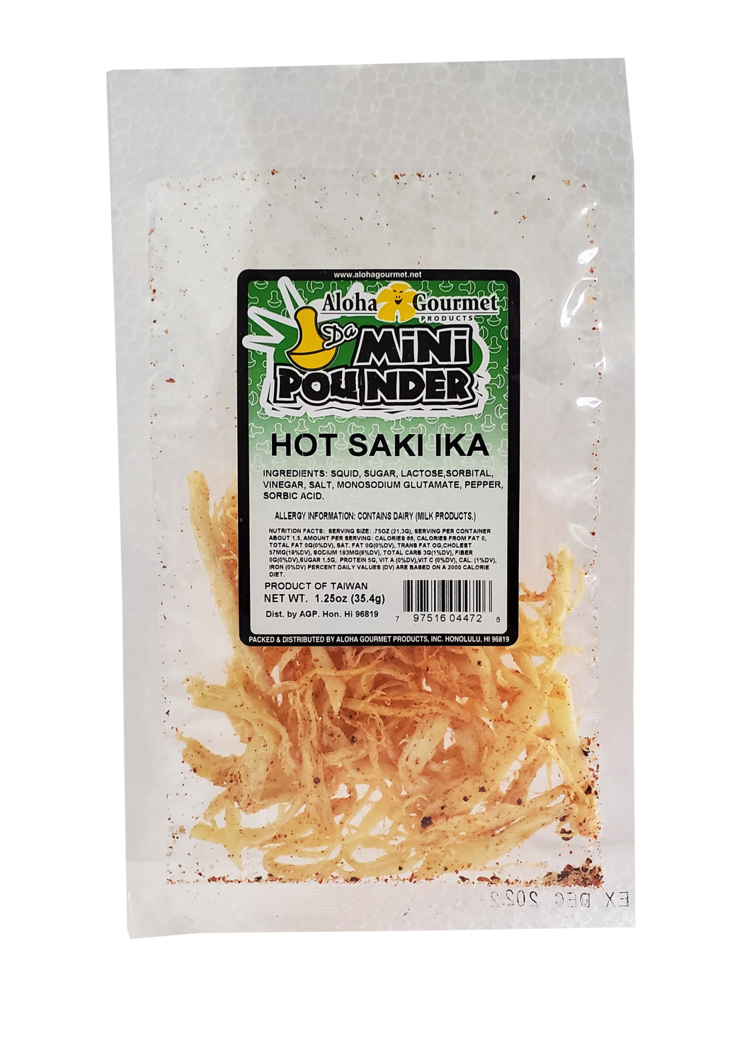 Aloha Gourmet Da Mini Pounder Hot Saki Ika 1.25 oz