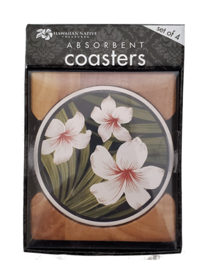 Hawaiian Ceramic Coasters - Plumeria Palm (Set of 4)