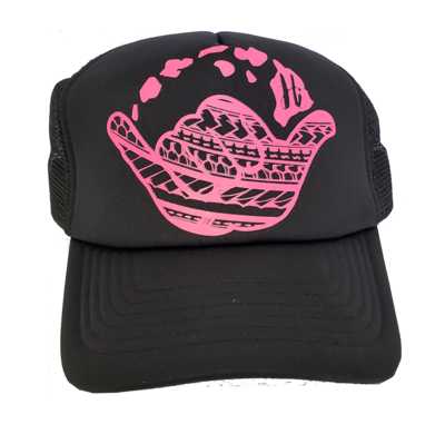 Hawaiian Headwear Tribal Shaka &amp; Hawaiian Islands Foam Trucker Hat - Pink